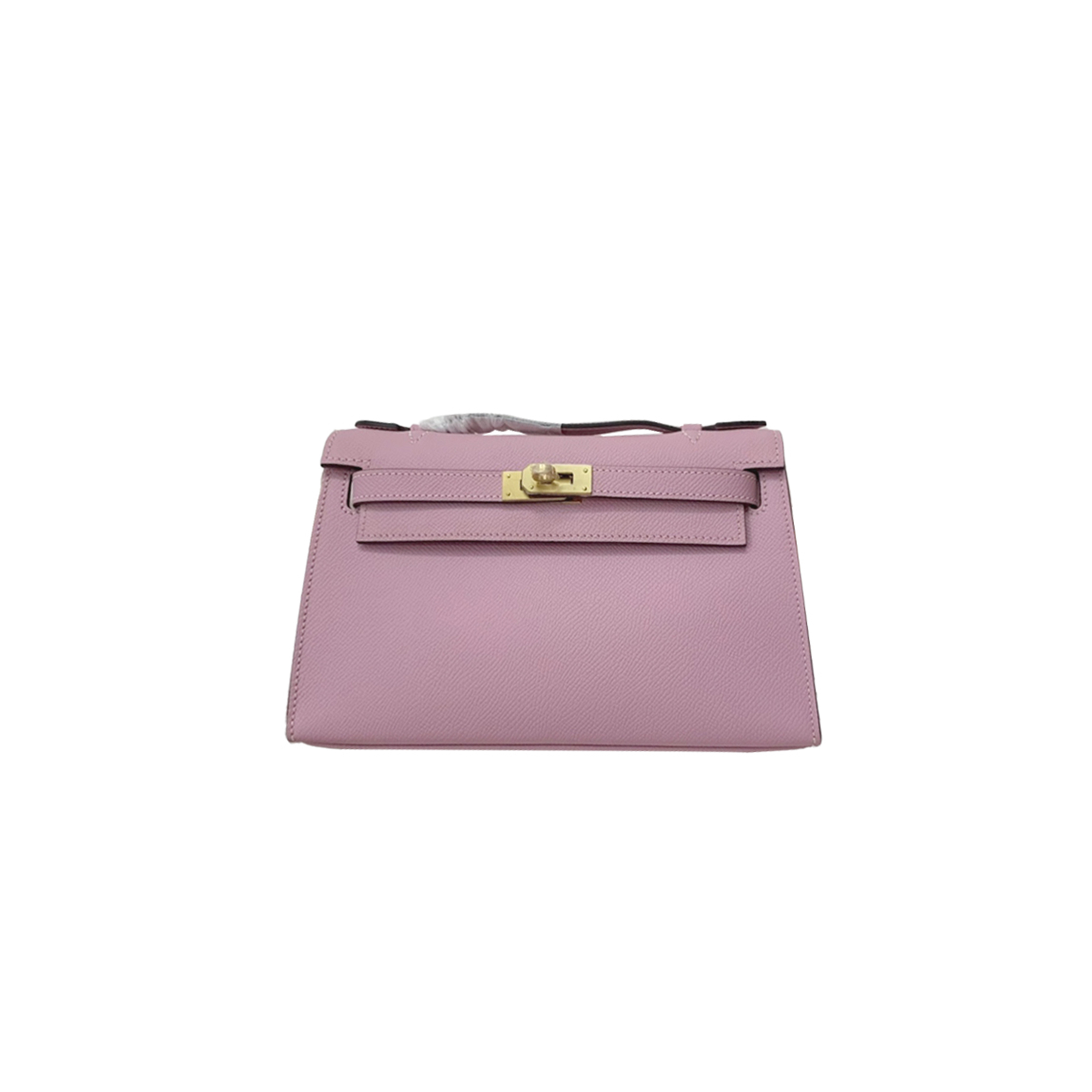 HERMES MINI KELLY GENERATION EPSOM LEATHER MALLOW PURPLE GOLD BUCKLE (22*14*7cm) 